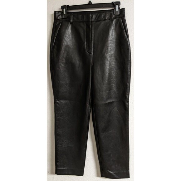 Gorgeous Artitzia BABATON Cropped Black Vegan Leather Trouser Pant SZ 6 - Picture 2 of 14